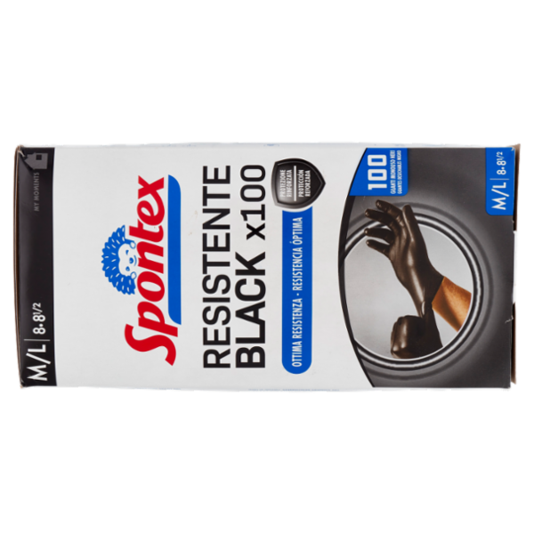 Spontex Guanti Usa&Getta Resistente Black x100 Taglia M/L