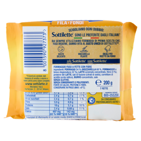 Sottilette Fila e Fondi con mozzarella - formaggio fuso a fette - 200 g