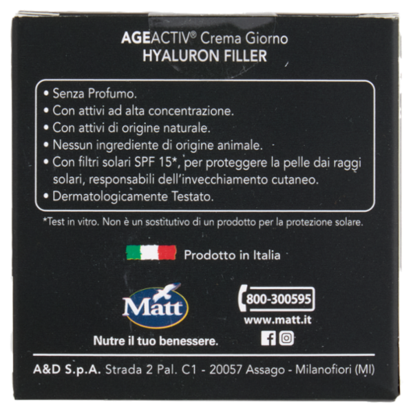 Matt Age Activ Hyaluron Filler Crema Giorno Viso e Collo SPF 15* Acido Ialuronico Puro 3P 50 ml