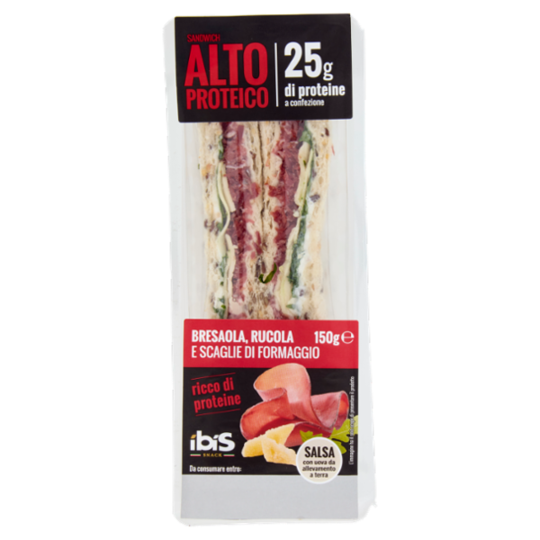 ibis Snack Sandwich Alto Proteico Bresaola, Rucola e Scaglie di Formaggio 150 g