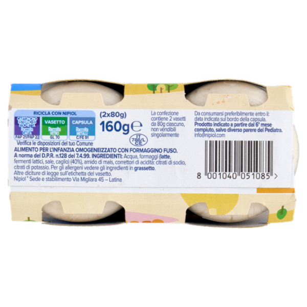 nipiol formaggino fuso omogeneizzato 2 x 80 g