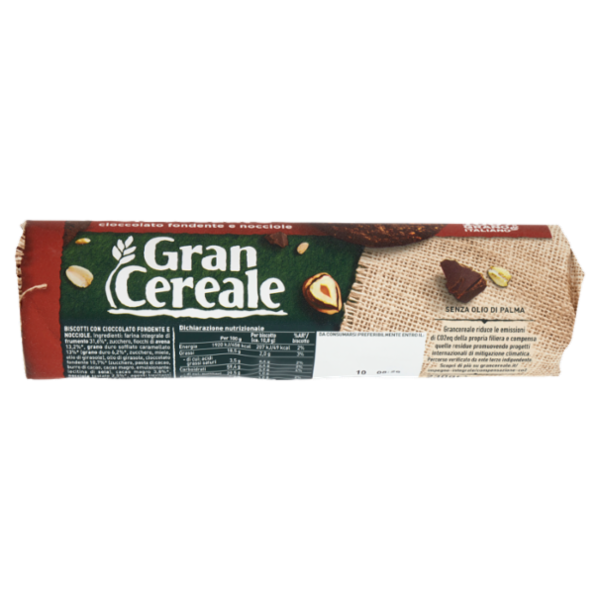 Gran Cereale Biscotti Gran Cereale Cioccolato Biscotti con Cioccolato Fondente e Nocciole Tubo 230 g