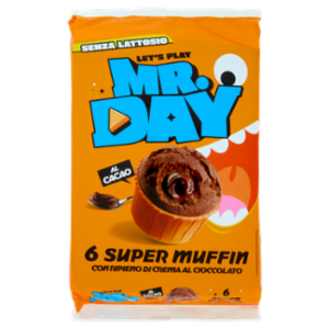 Mr.Day 6 Super Muffin Al Cacao Con Ripieno Di Crema Al Cioccolato 6 x 50 g