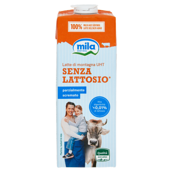 mila Senza Lattosio* Latte di montagna UHT parzialmente scremato 1000 ml