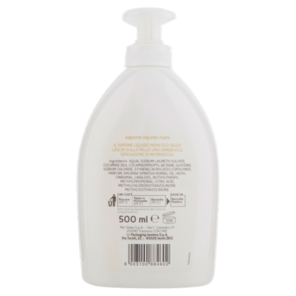 Selex Ego Sapone Liquido Mani Avvolgente con Argan 500 ml