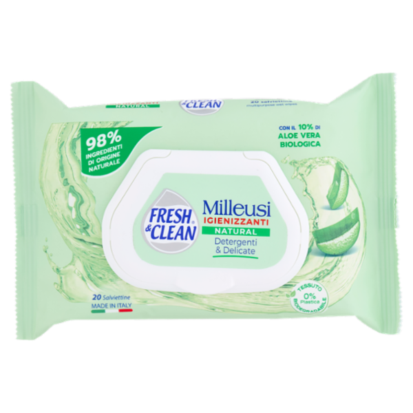 Fresh & Clean Salviettine Milleusi Igienizzanti Natural 20 pz