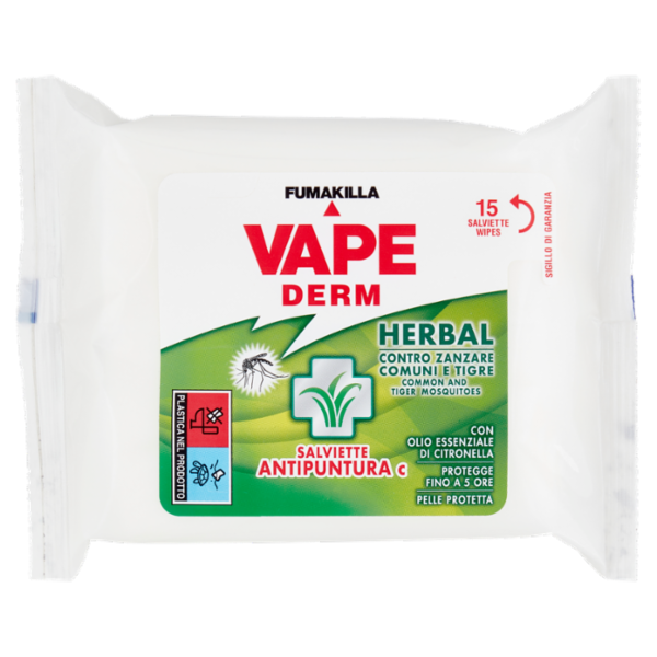 VAPE Derm Herbal Salviette Antipuntura c 15 pz