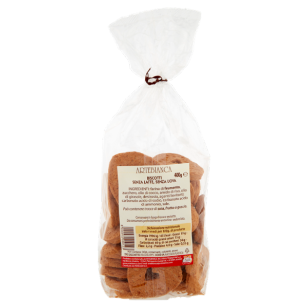 Artebianca Senza... Biscotti Senza Latte, Senza Uova 400 g