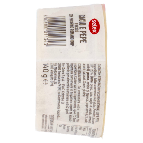 Selex Sugo Fresco Cacio e Pepe 140g