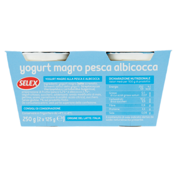 Selex Yogurt Magro Pesca e Albicocca 2x125 g