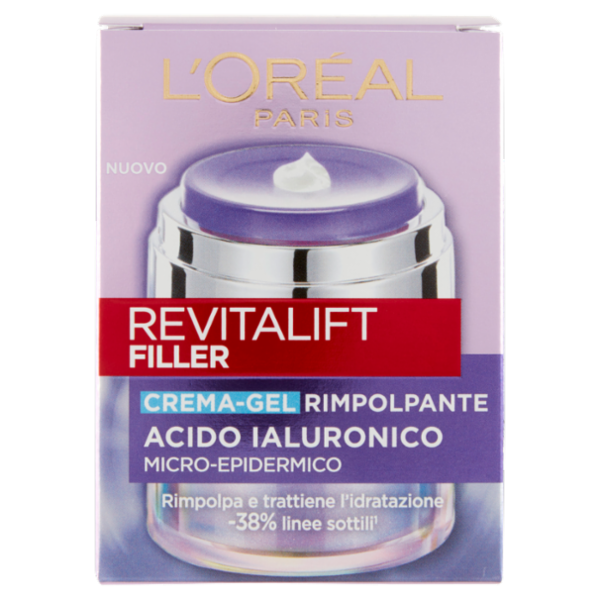 L'Oréal Paris Revitalift Filler Acido Ialuronico Micro-Epidermico Crema-Gel Rimpolpante, 50 ml