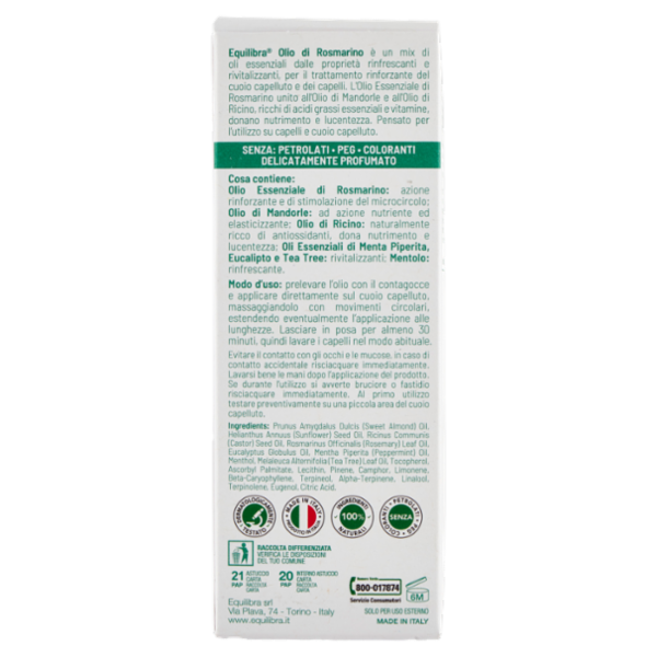 equilibra Rosmarino Olio per Capelli 100 ml