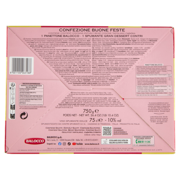 Balocco Buone Feste il Panettone 750 g & Gran Dessert Contri 75 cl