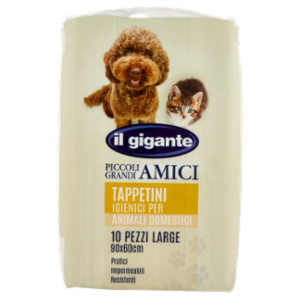 IL GIGANTE Piccoli Grandi Amici Tappetini Igienici Per Animali Domestici Large 90x60 Cm 10 Pz