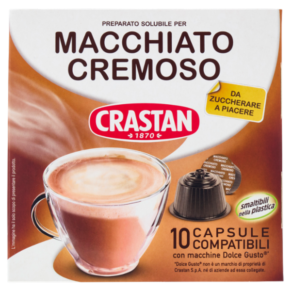 Crastan Preparato Solubile per Macchiato Cremoso Capsule Compatibili Dolce Gusto 10 x 7,5