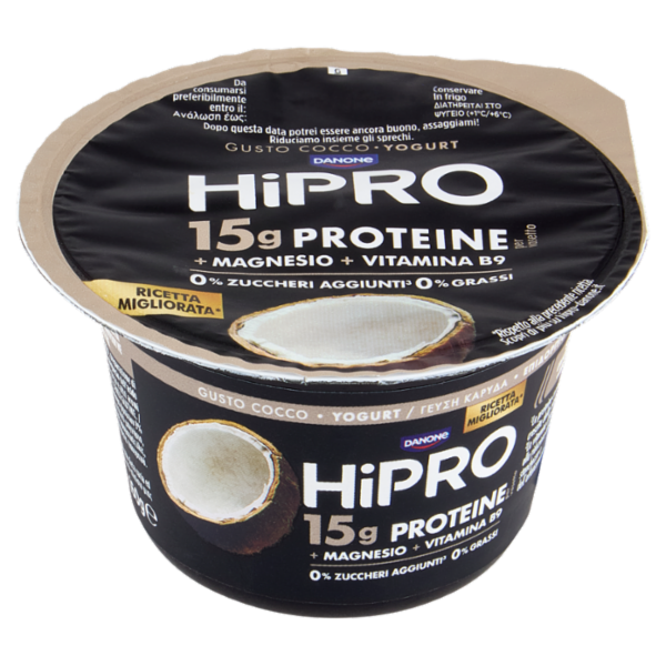 HiPRO Yogurt, 15g Proteine,0% Grassi,gusto Cocco,con Magnesio&Vit B9,basso in lattosio,160g