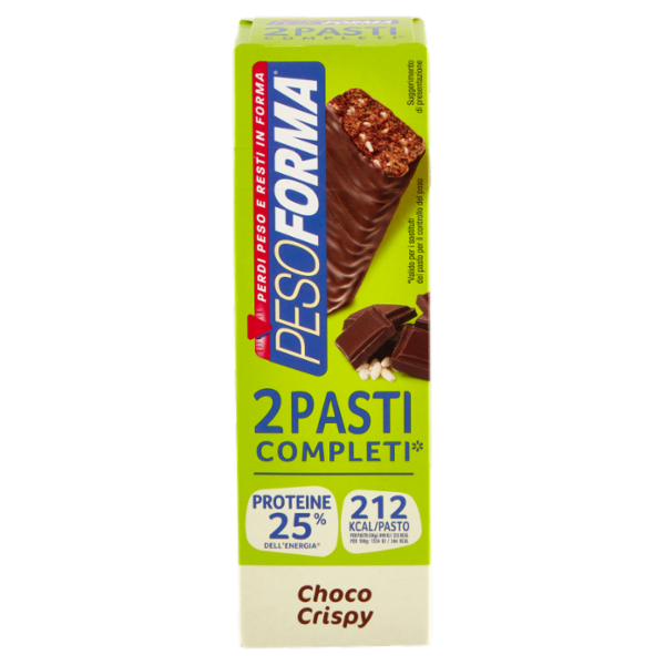 Pesoforma Barrette 2 Pasti, sostitutive del pasto, gusto Choco Crispy, 212 kcal a pasto, 2 x 58g
