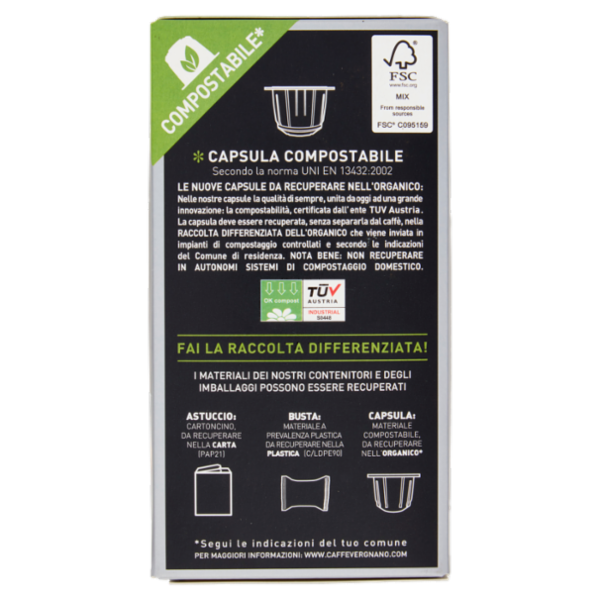Caffè Vergnano 1882 Èspresso1882 Intenso Compostabile** Capsule Compatibili Nespresso* 10 x 5 g