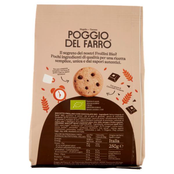 Poggio del Farro Frollini di Farro al Cioccolato Bio 250 g