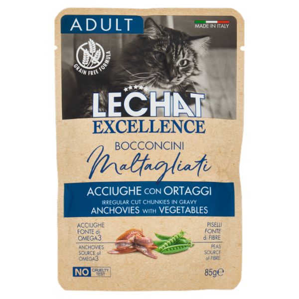 LeChat Excellence Adult Bocconcini Maltagliati Acciughe con Ortaggi 85 g