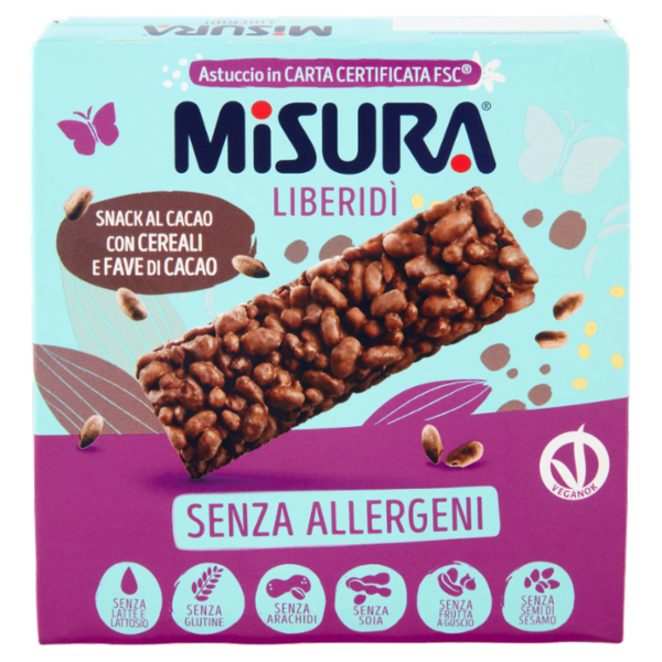 Misura Liberidì Snack al Cacao con Cereali e Fave di Cacao 3 x 21 g