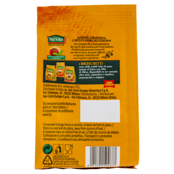Autentica Trattoria Bruschetti al gusto pomodoro e basilico 50 g