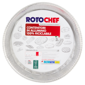 Rotochef Contenitori In Alluminio 100% Riciclabile Diametro 22 Cm 3 Pz