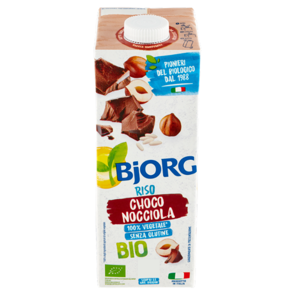 BJORG Riso Cioccolato e Nocciola Bevanda Vegetale Bio, Senza Glutine, Prodotto in Italia, 1L