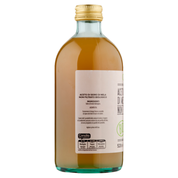 Consilia Aceto di Mele Non Filtrato Biologico 520 ml