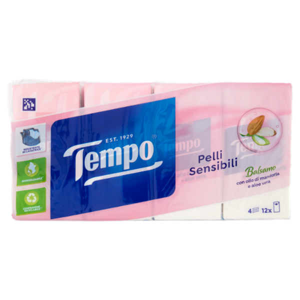 Tempo Pelli Sensibili Fazzoletti 4 veli 12 pz