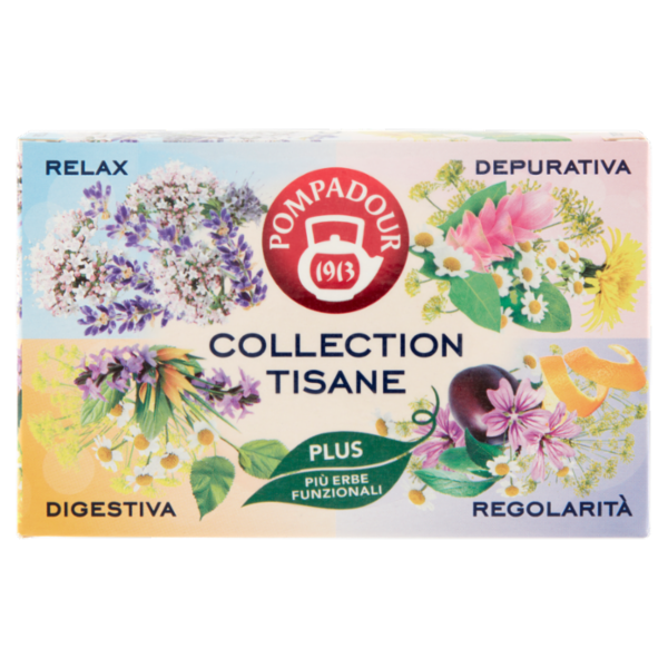 Pompadour Collection Tisane Plus Relax - Depurativa - Digestiva - Regolarità 16 x 2,2 g