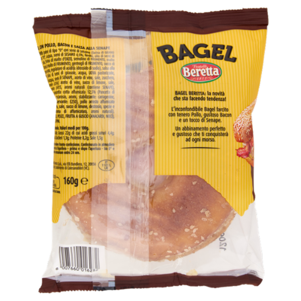 Fratelli Beretta Bagel Pollo e Bacon con salsa alla senape 160 g