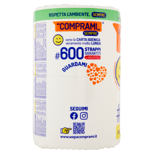 Comprami Sempre Carta Igienica #600 Strappi Maxirotoli 4 pz