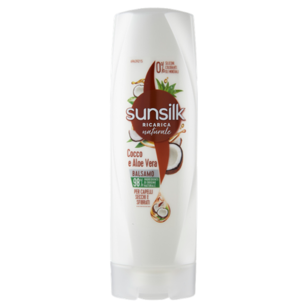 sunsilk Ricarica naturale Balsamo Cocco e Aloe Vera per Capelli Secchi e Sfibrati 200 mL