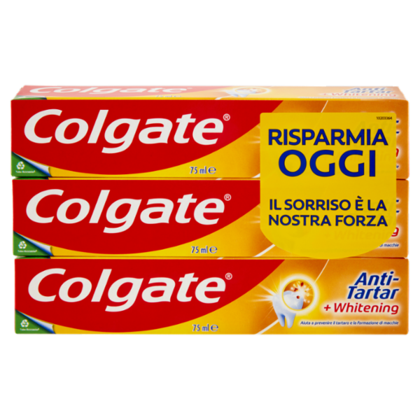 Colgate dentifricio sbiancante Antitartaro + Whitening 3x75 ml