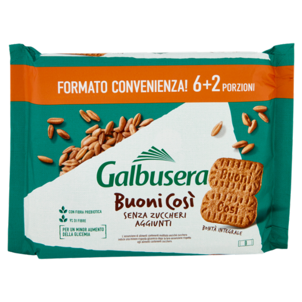 Galbusera BuoniCosi Senza Zuccheri Aggiunti Bontà Integrale 8 x 50 g