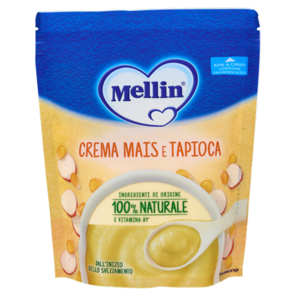 MELLIN Crema Mais&Tapioca,Confezione Apri&Chiudi, dall'inizio dello Svezzamento, Senza Glutine,200g