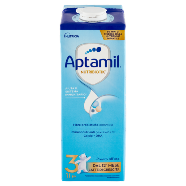 APTAMIL Nutribiotik 3 - Latte di Crescita Liquido, dal 12° mese compiuto al 24°, Fonte di Ferro, 1L