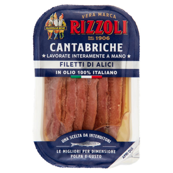 Rizzoli Filetti di Alici Cantabriche in Olio 100% Italiano 70 g