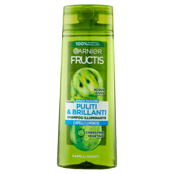 Garnier Fructis Shampoo Puliti & Brillanti, shampoo illuminante per capelli spenti, 250 ml