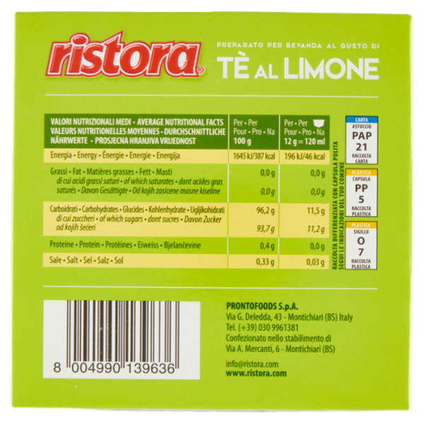 ristora Tè al Limone Capsule Compatibili con Macchine Nescafè Dolce Gusto 10 x 12 g