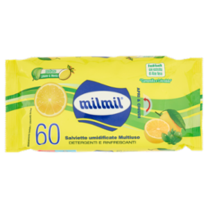 Milmil Salviette Umidificate Multiuso Profumo Limone & Menta 60 Pz
