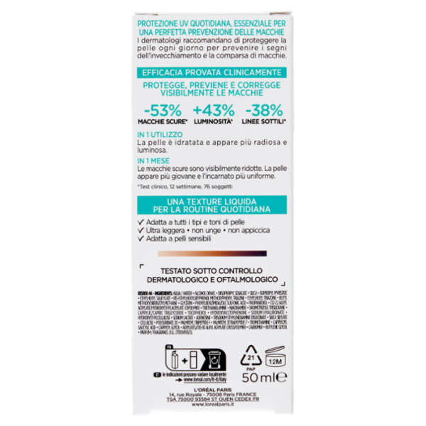 L'Oréal Paris Bright Reveal Fluido UV Anti-Macchie SPF 50+ 50 ml