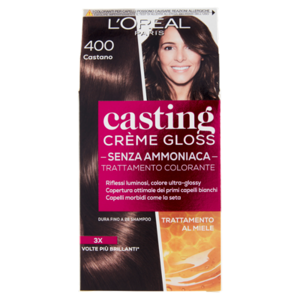 L'Oréal Paris Tinta Capelli Casting Creme Gloss, Senza Ammoniaca, 400 Castano