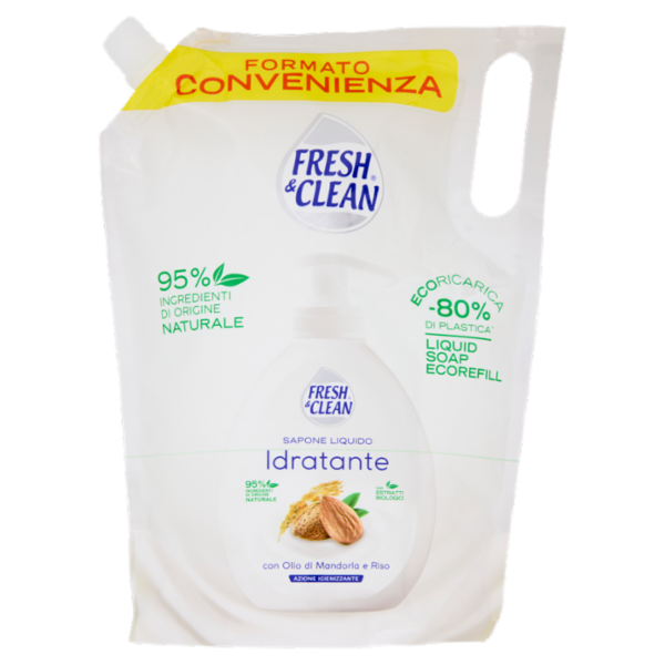 Fresh & Clean Sapone Liquido Idratante con Olio di Mandorla e Riso Ecoricarica 1000 ml