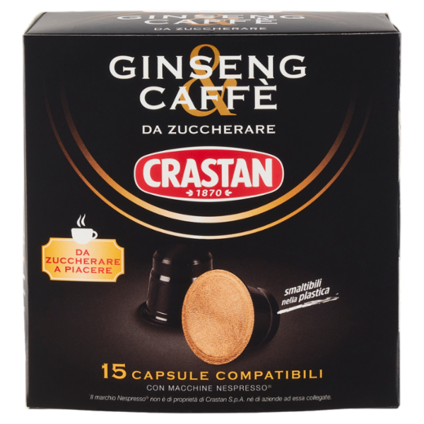 Crastan Ginseng Caffè 15 Capsule Compatibili con Macchine Nespresso* 15 x 3,3 g