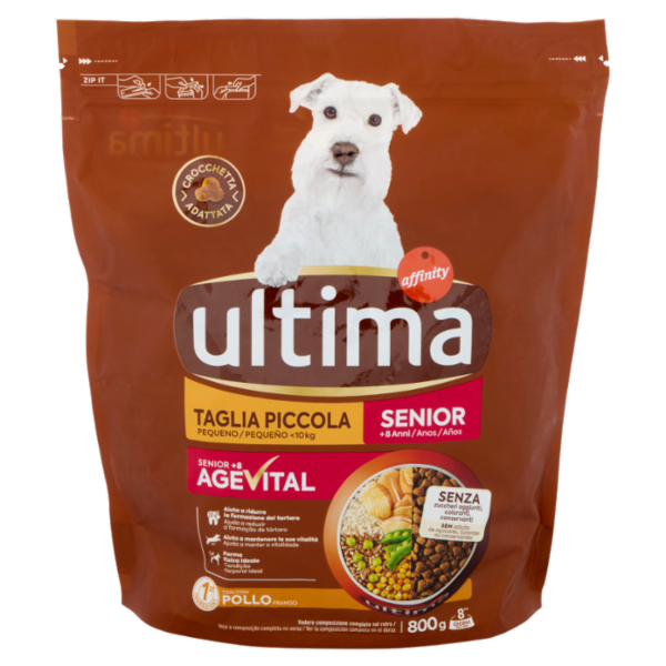 ultima Dog Taglia Piccola Senior +8 Anni con Pollo 800 g