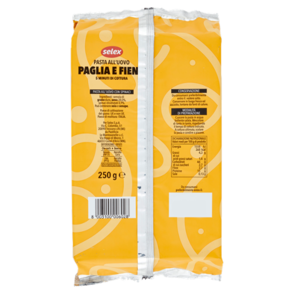 Selex Pasta all'Uovo Tagliatelle Paglia e Fieno 250 g