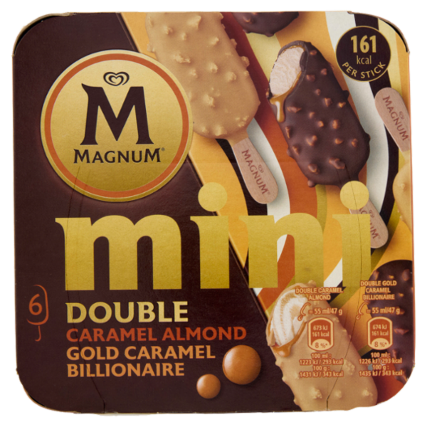 Magnum mini Double Caramel Almond - Gold Caramel Billionaire 6 gelati 282 g
