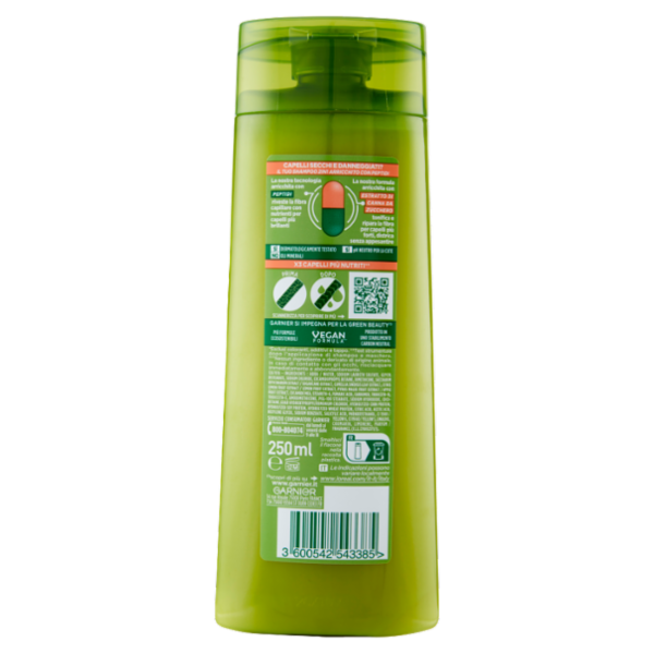 Garnier Fructis Shampoo Capelli Secchi 2in1, shampoo per capelli secchi e danneggiati, 250 ml